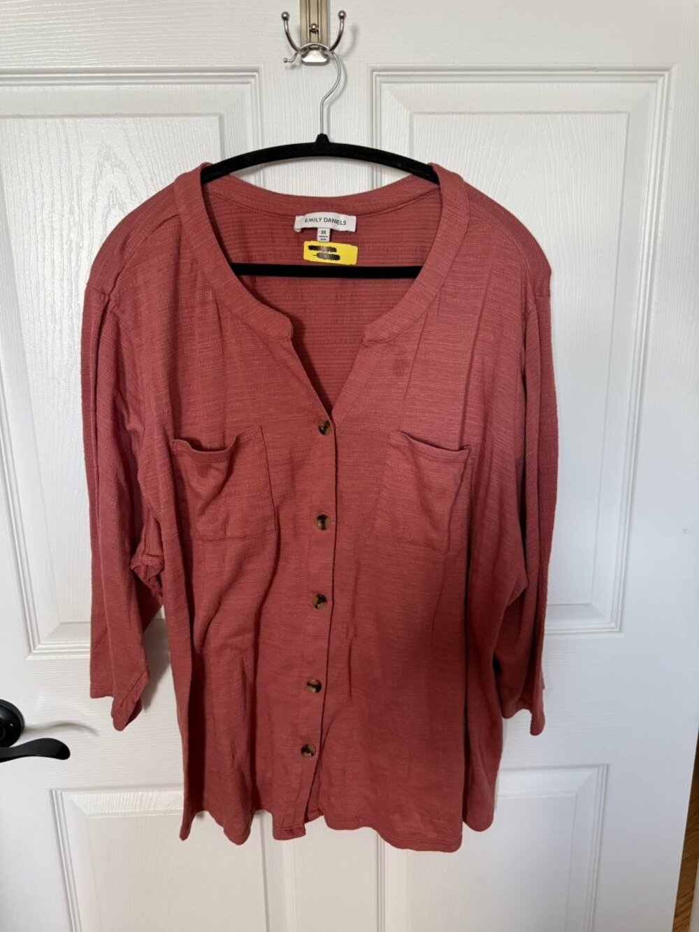 Emily Daniels Split Neck Button Down
